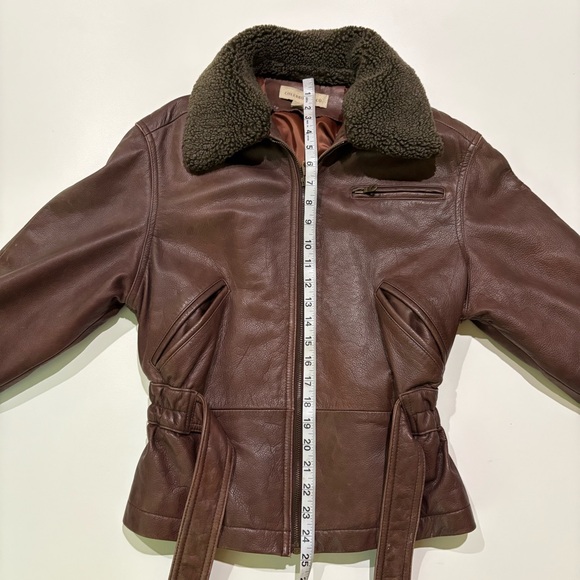 Colebrook & Co Vintage Women's Brown Leather Bomber Jacket Shearling Collar - Picture 6 of 14